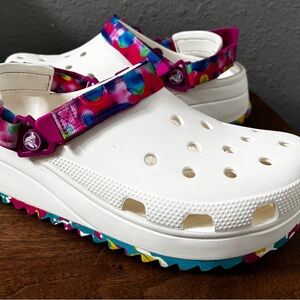 Crocs Classic Hiker Solarized Clogs White Tye Dye Women Size 10